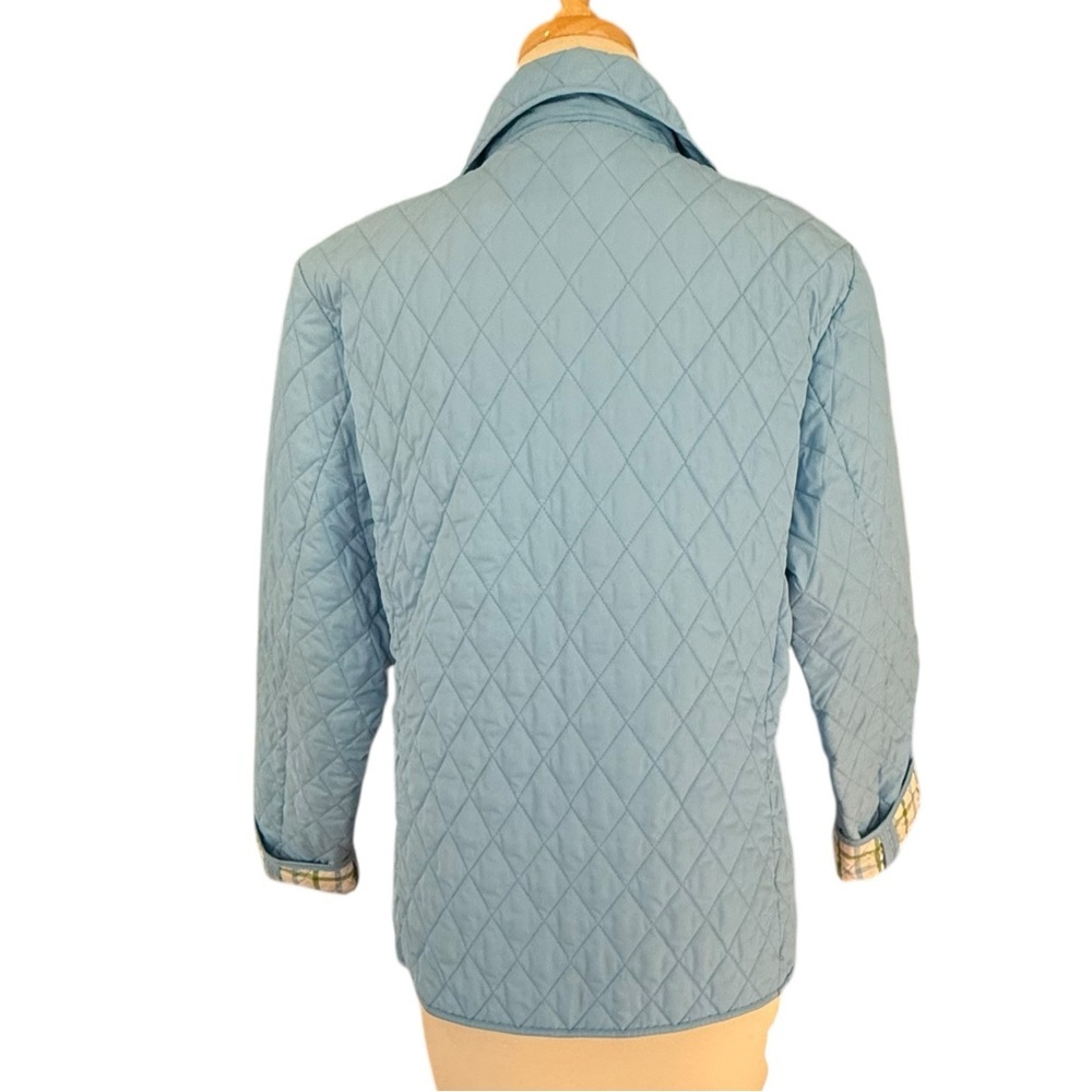 Lands' End Womens Thermolite Quilted Jacket Light Blue Plaid Lining Size Medium - Picture 6 of 13